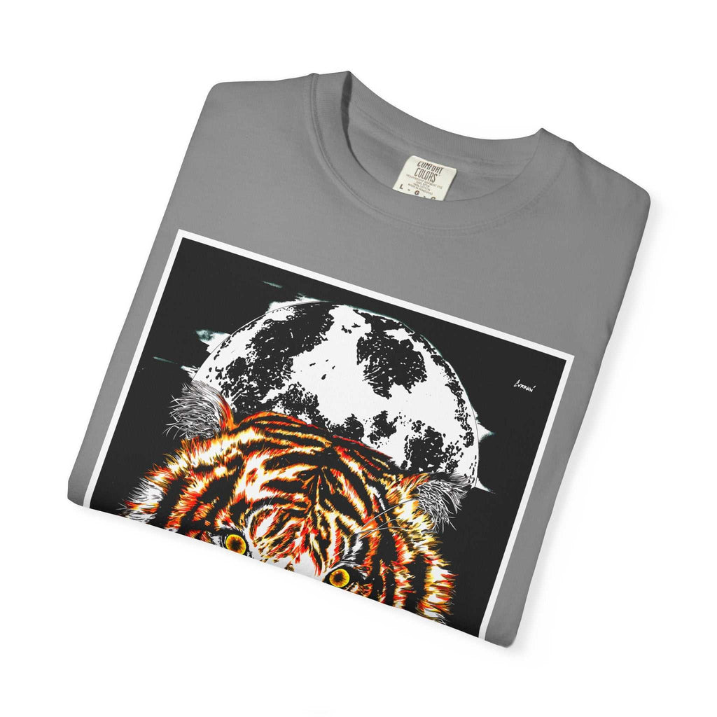 Get wild with our Tiger Garment-Dyed Graphic T-Shirt - Unisex Wild Animal Tee. Stand out in style with this unique and eye-catching tee.