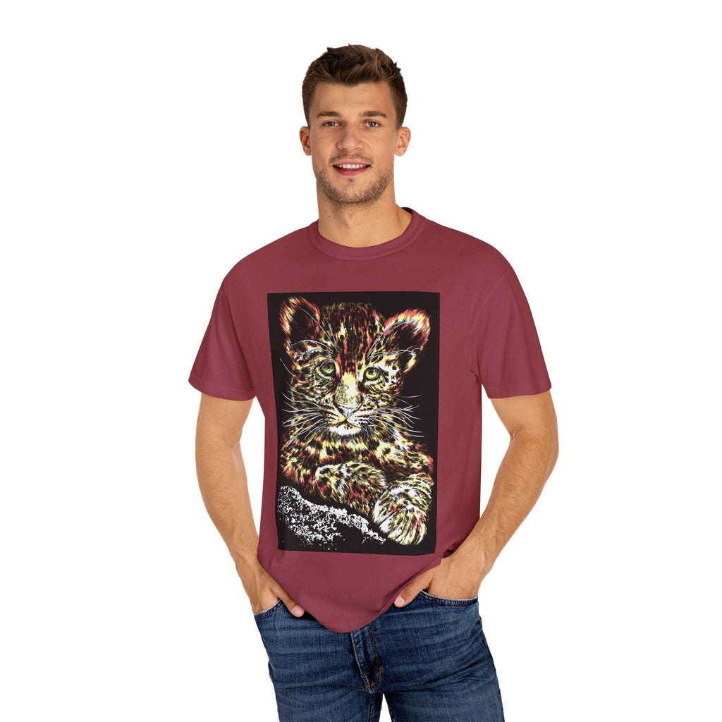 Unisex Garment-Dyed T-shirt featuring Playful Leopard Cub