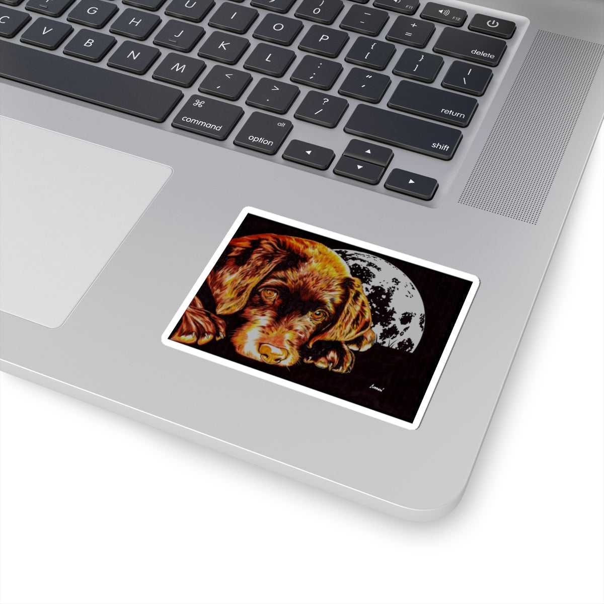 Adorable Chocolate Lab Puppy Moon Kiss-Cut Stickers