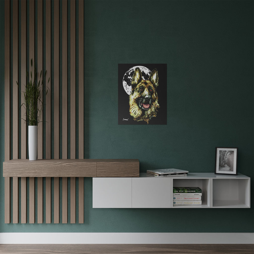 German Shepherd Moon Satin Poster - 300gsm Art Print