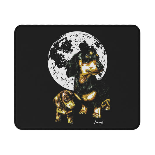 Two Dachshunds Original Hand-Drawn Art Non-Slip Gaming Mouse Pad