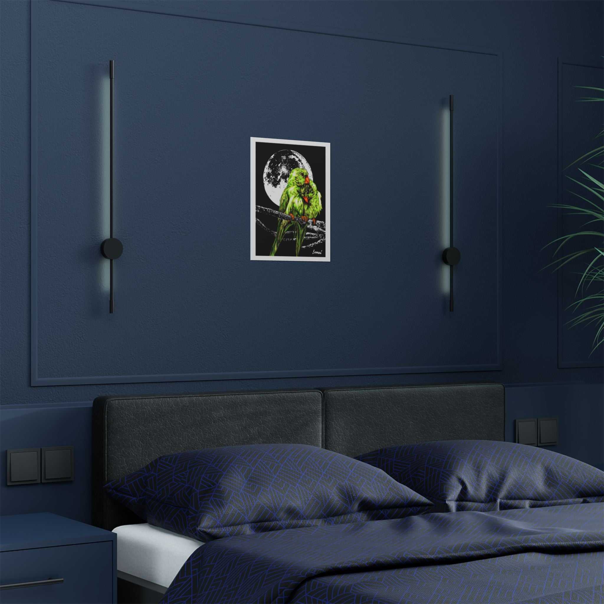 Bring your walls to life with the stunning Vibrant Lovebirds Satin Poster - 300gsm Wall Art. Add a pop of color to your space today!
