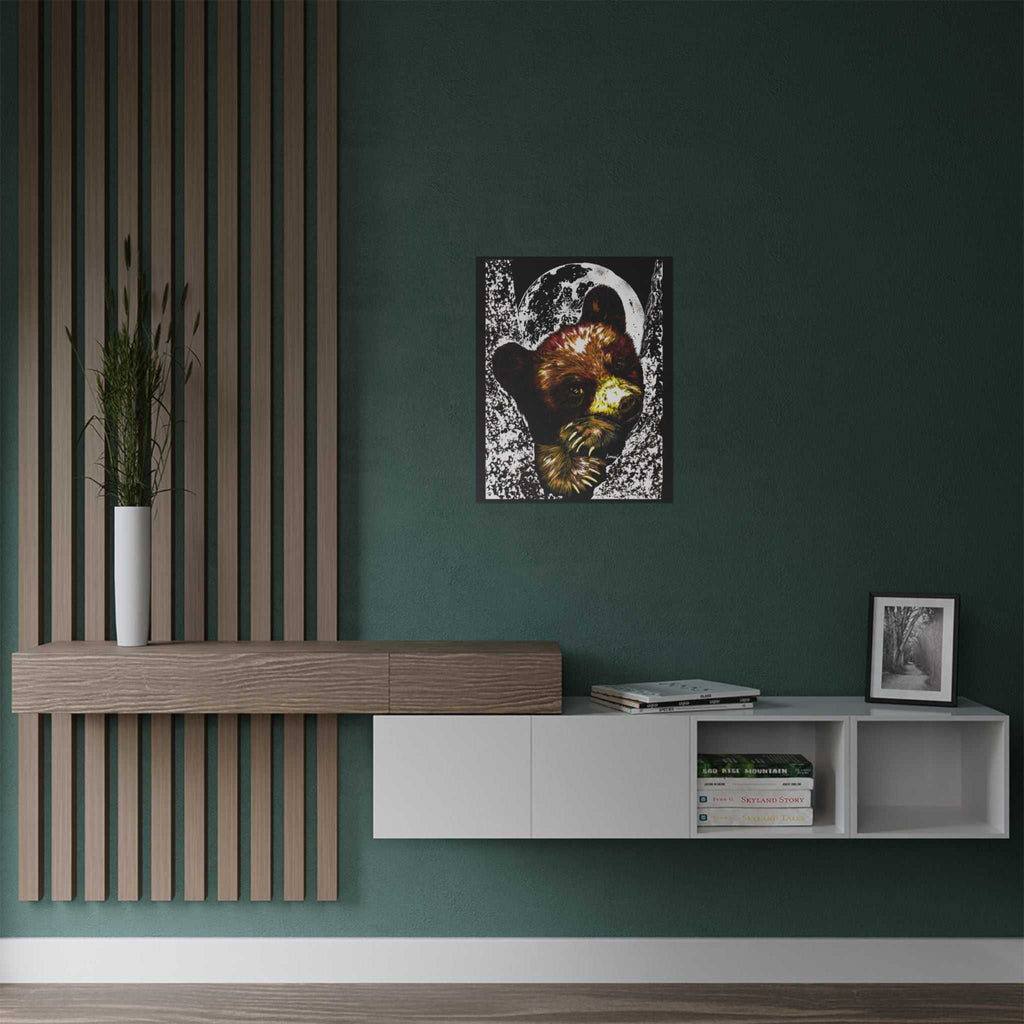Brown Bear Moon Satin Poster - Art Print for Nature Lovers