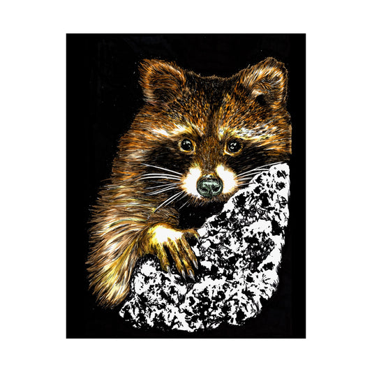 Raccoon Wildlife Satin Poster - Hand-Drawn Raccoon Art Print (300gsm)