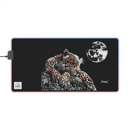 LED Gaming Mouse Pad with Leopard Design - RGB Backlit Gaming Accessory