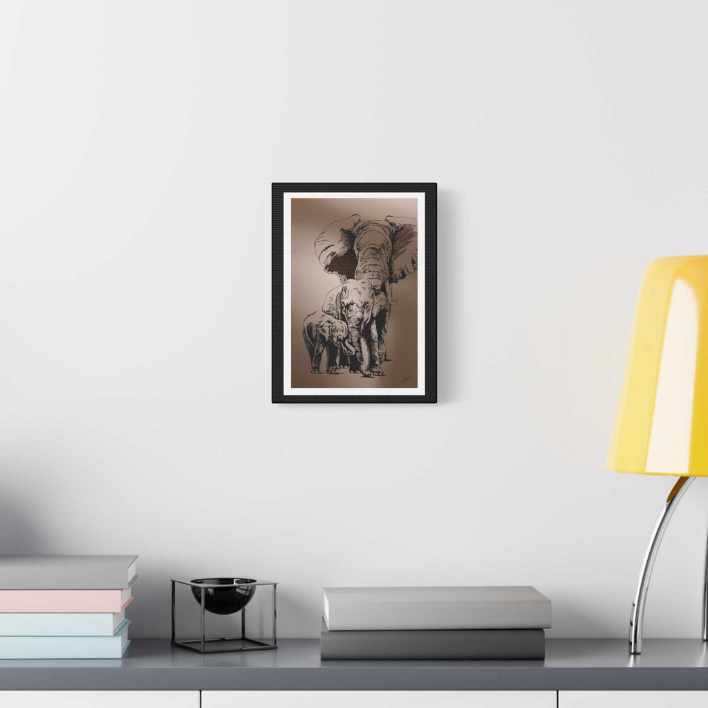 Elephant Family Wall Art, Elephant Print, Wildlife Art, Hand-Drawn Elephant, Safari Wall Decor, Animal Lover Gift, Nature Art. Printed on Matte Canvas,