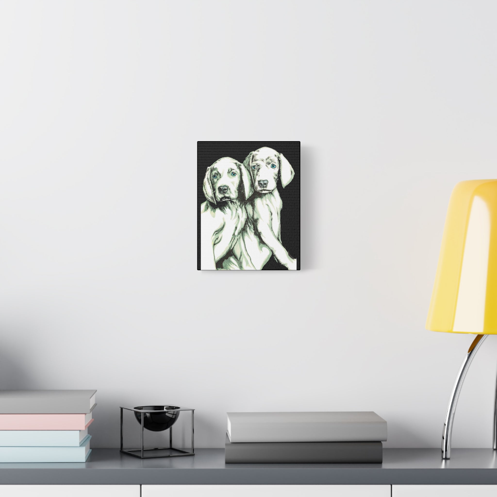 Two Puppies Art Canvas Print - Stretched Wall Decor