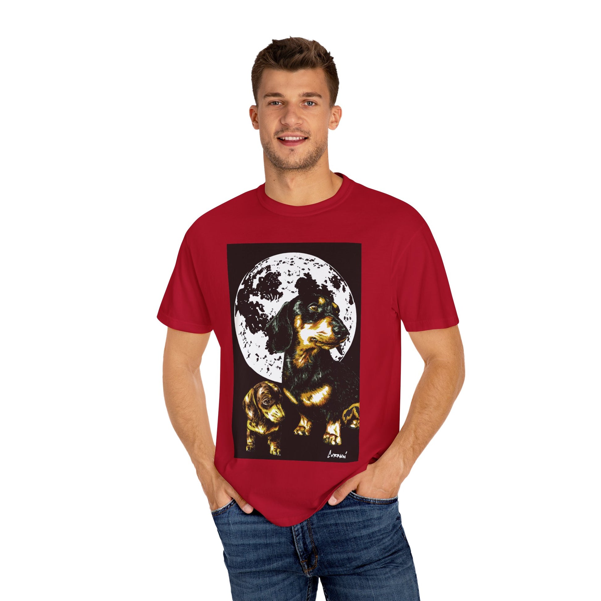 Dachshund Puppies Full Moon Dog Lovers T-Shirt