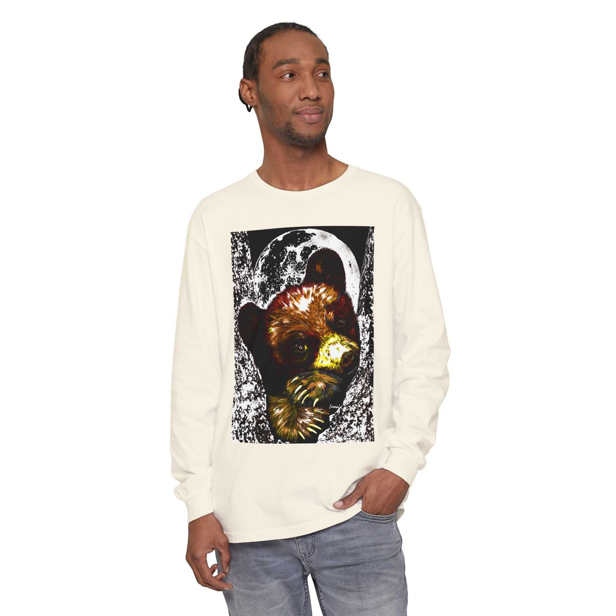 Moonlit Brown Bear Cub Unisex Long Sleeve T Shirt