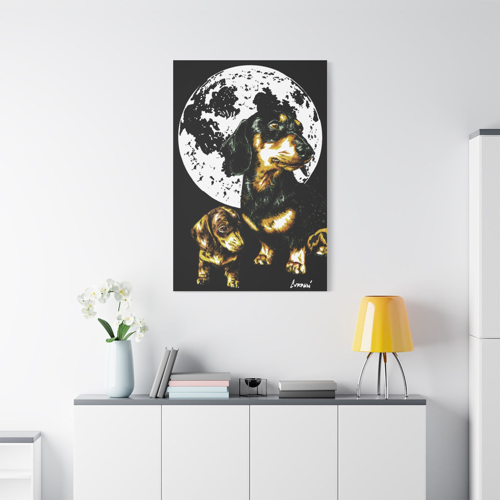 Dachshund Canvas Print of the Original, hand drawn wall art