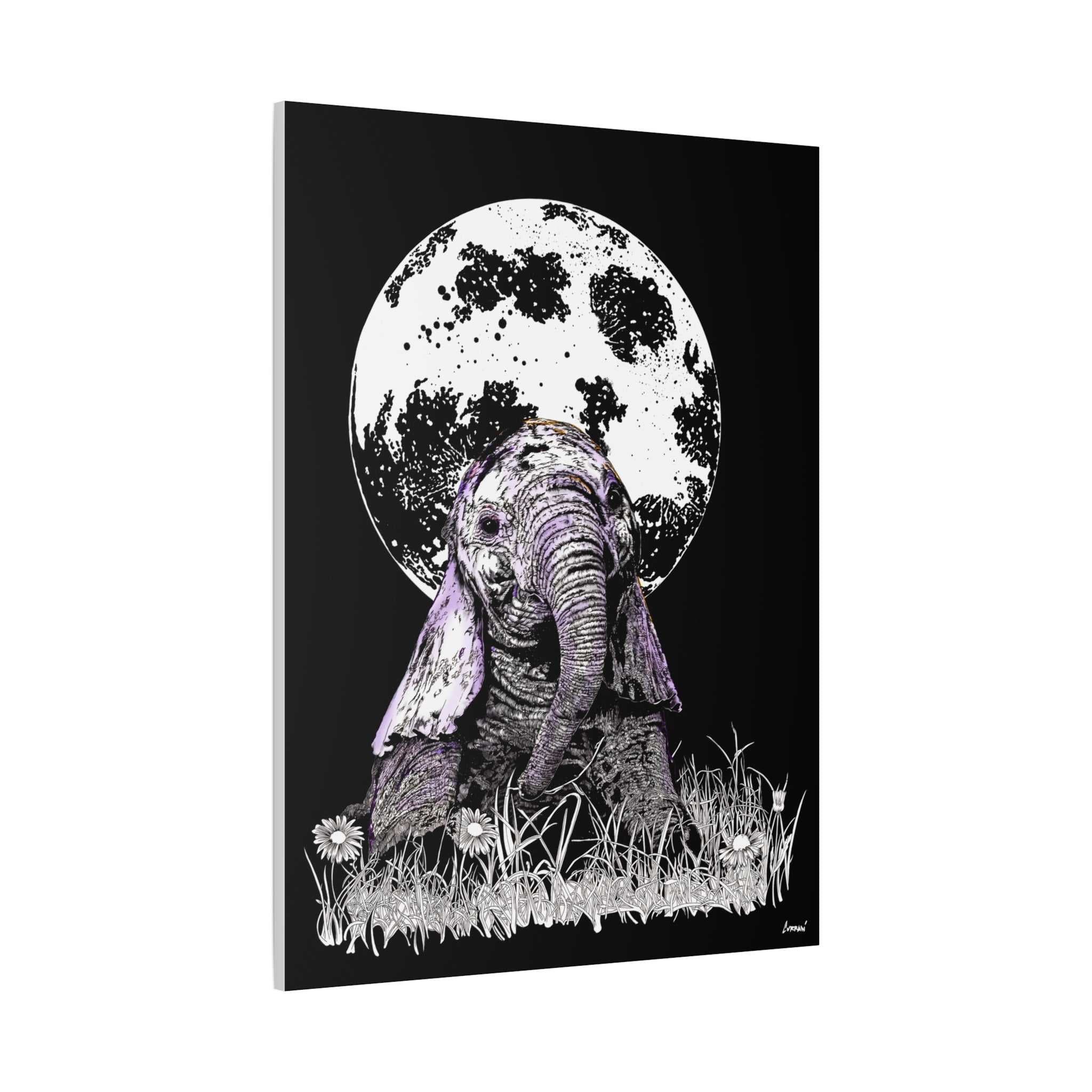 Baby Elephant Canvas Art, Print of Original hand drawn art