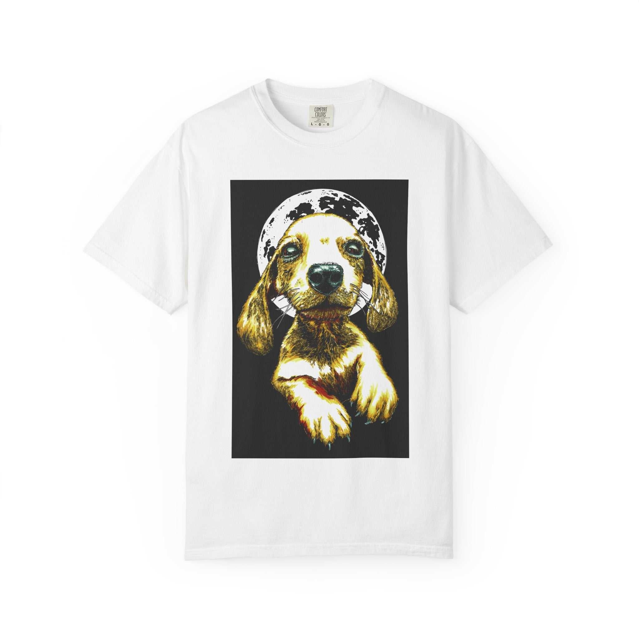 Shop our exclusive Unisex Garment-Dyed T-Shirt, Original Hand-Painted Puppy Art. Elevate your wardrobe with this unique piece!
