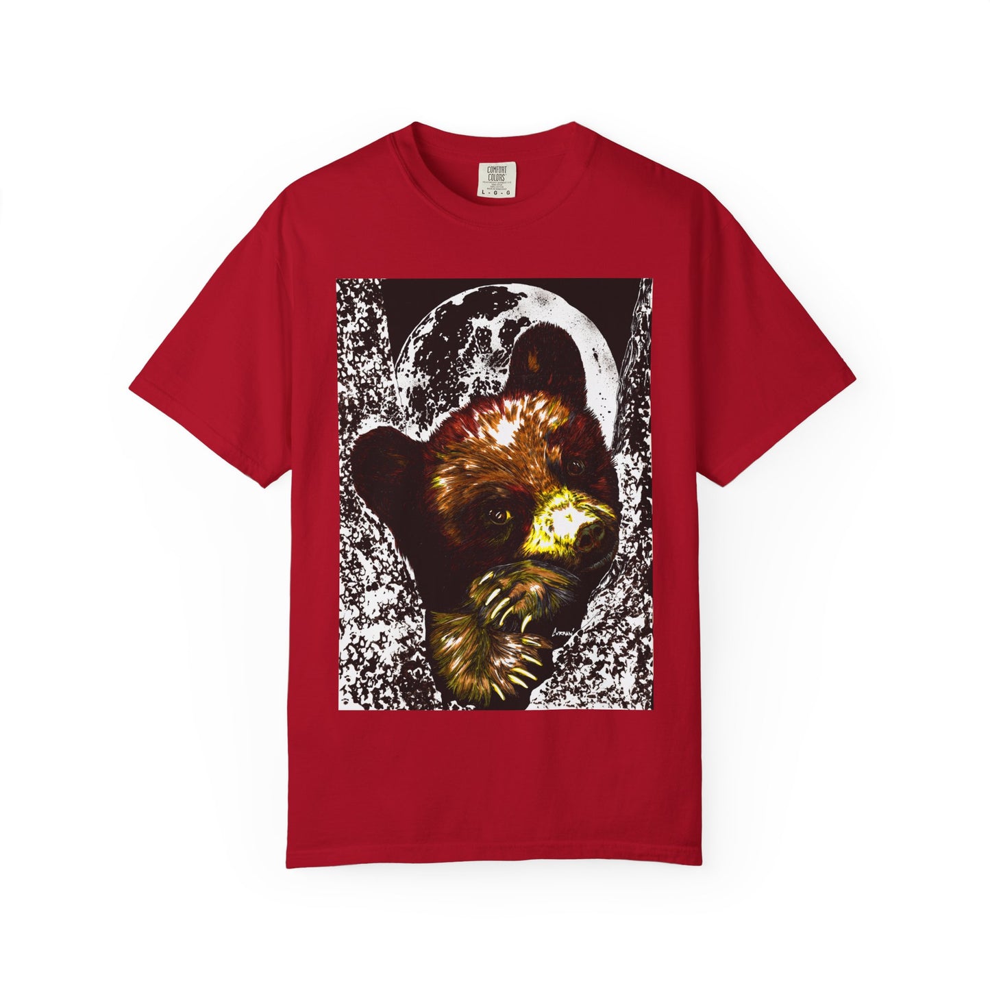 Moonlit Brown Bear Cub Unisex Garment-Dyed T-Shirt | Nature-Inspired Apparel