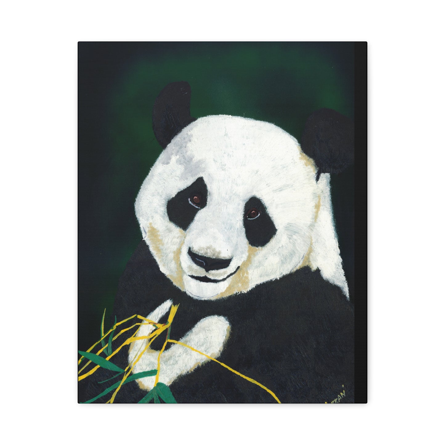 Panda Wall Art, Panda Print, Wildlife Art, Hand-Painted Panda, Nature Wall Decor, Bamboo Forest Art, Animal Lover Gift, Zen Decor. Printed on Matte Canvas, Stretched, 1.25"