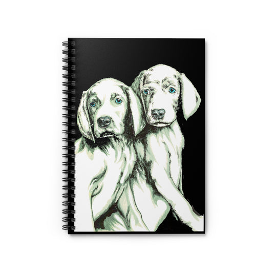 Two Puppies Spiral Notebook – Ruled Line, Original Hand-Drawn Art