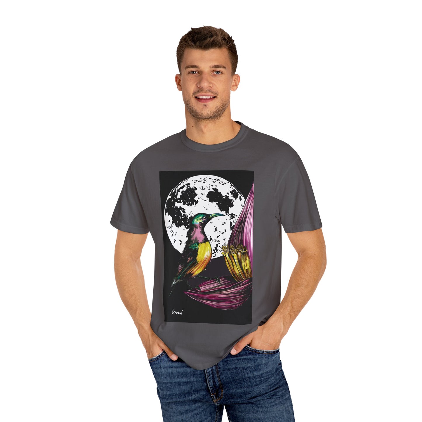 Moonlit Hummingbird Unisex T-Shirt - Vibrant Nature Design