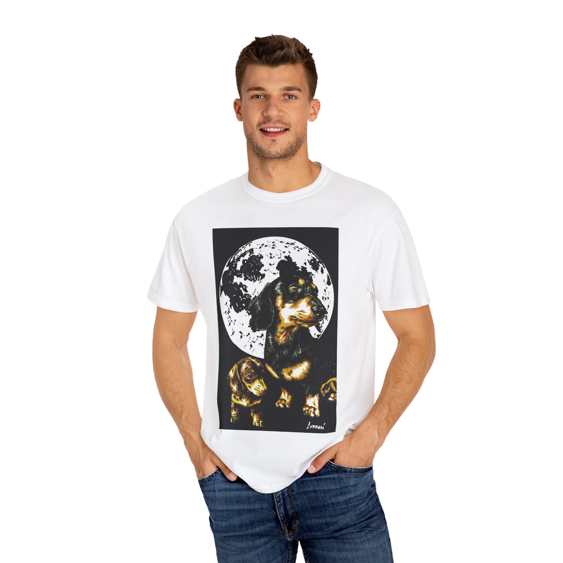 Dachshund Puppies Full Moon Dog Lovers T-Shirt