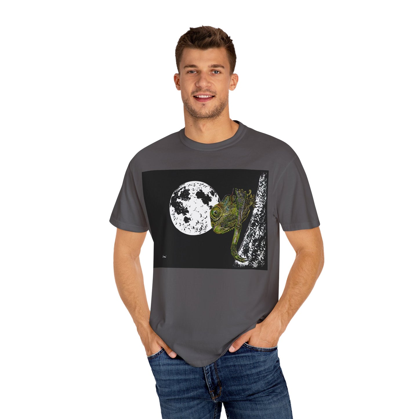 Moonlit Chameleon Unisex T-Shirt - Nature-Inspired Art Tee for Wildlife Lovers