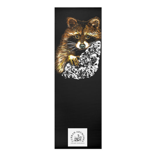 Raccoon Yoga Mat, Original Hand Drawn Art, Artistic Yoga Mat, Raccoon Art Mat, Unique Yoga Mat, Great Birthday Gift, Perfect Christmas Gift