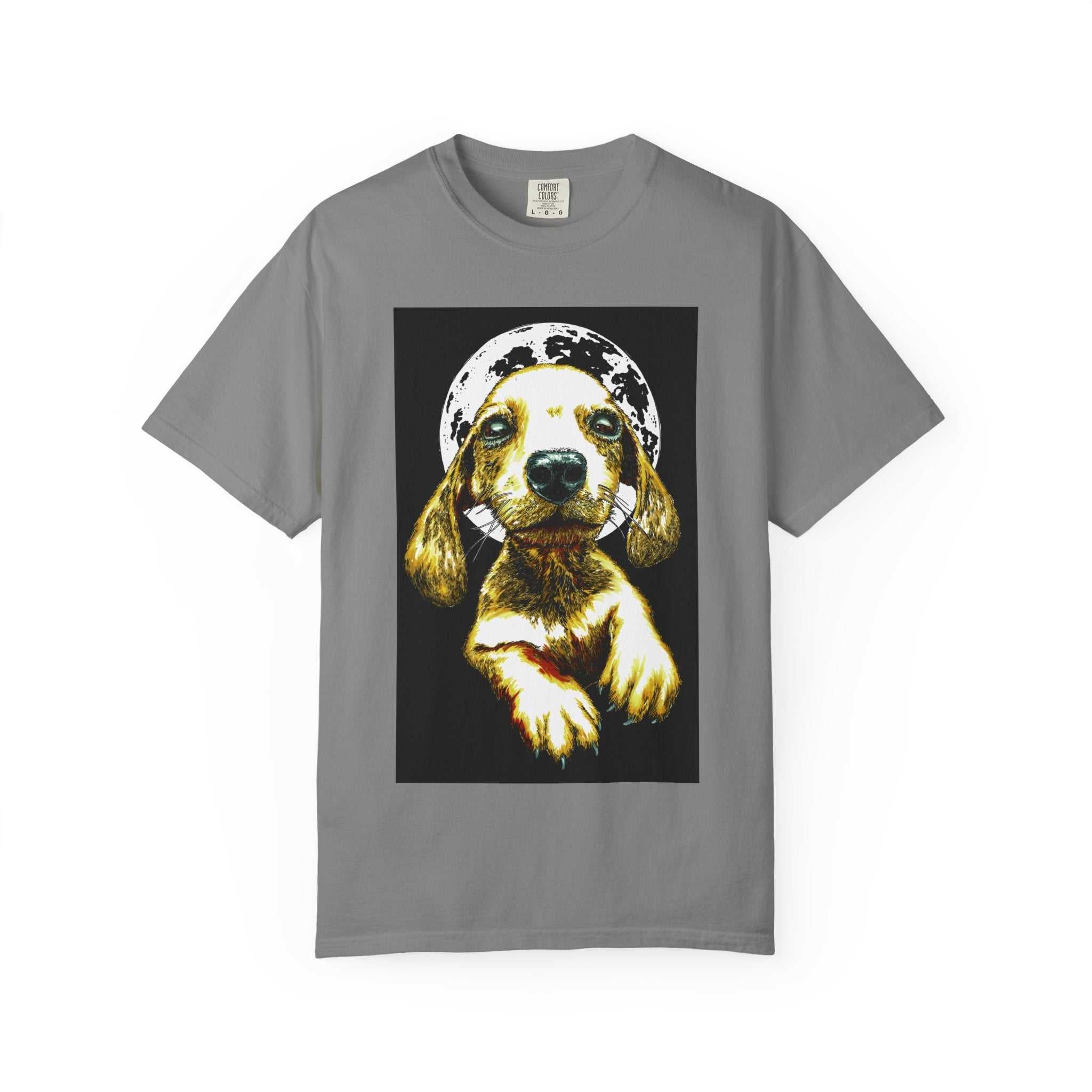 Shop our exclusive Unisex Garment-Dyed T-Shirt, Original Hand-Painted Puppy Art. Elevate your wardrobe with this unique piece!