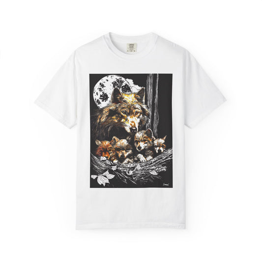 Wolf Family Garment-Dyed T-Shirt - Nature Inspired Art