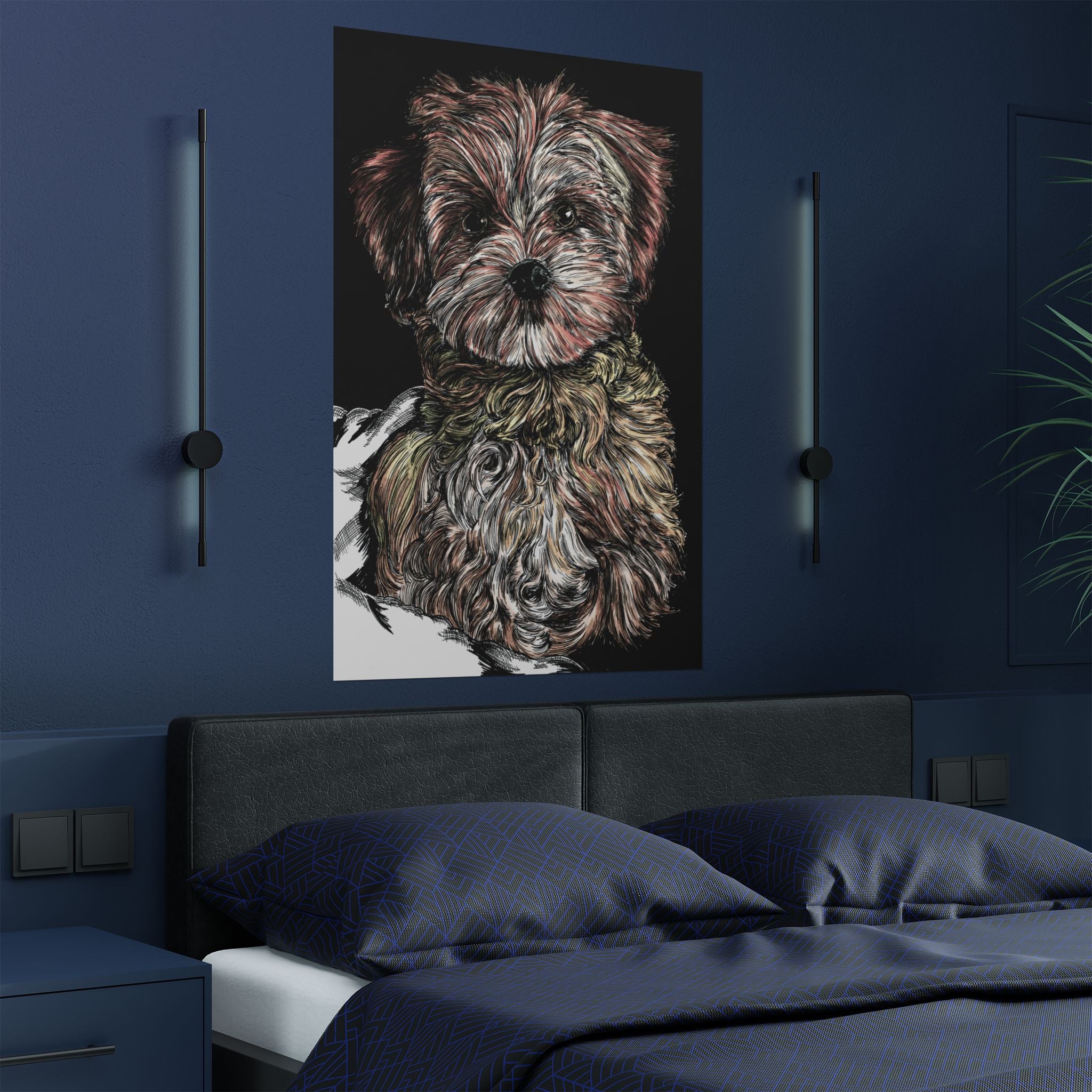 Custom Dog Portrait Satin Poster | 300gsm Pet Art Print