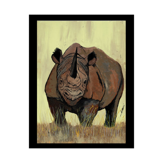 Rhino Wildlife Satin Poster - Majestic Rhino Art - Nature Decor