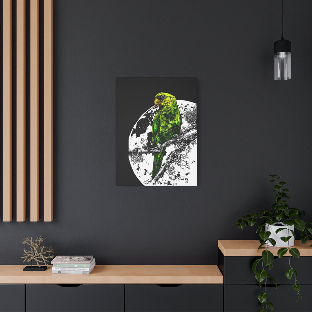 Green Parrot Wall Art Print - Matte Canvas, Stretched,
