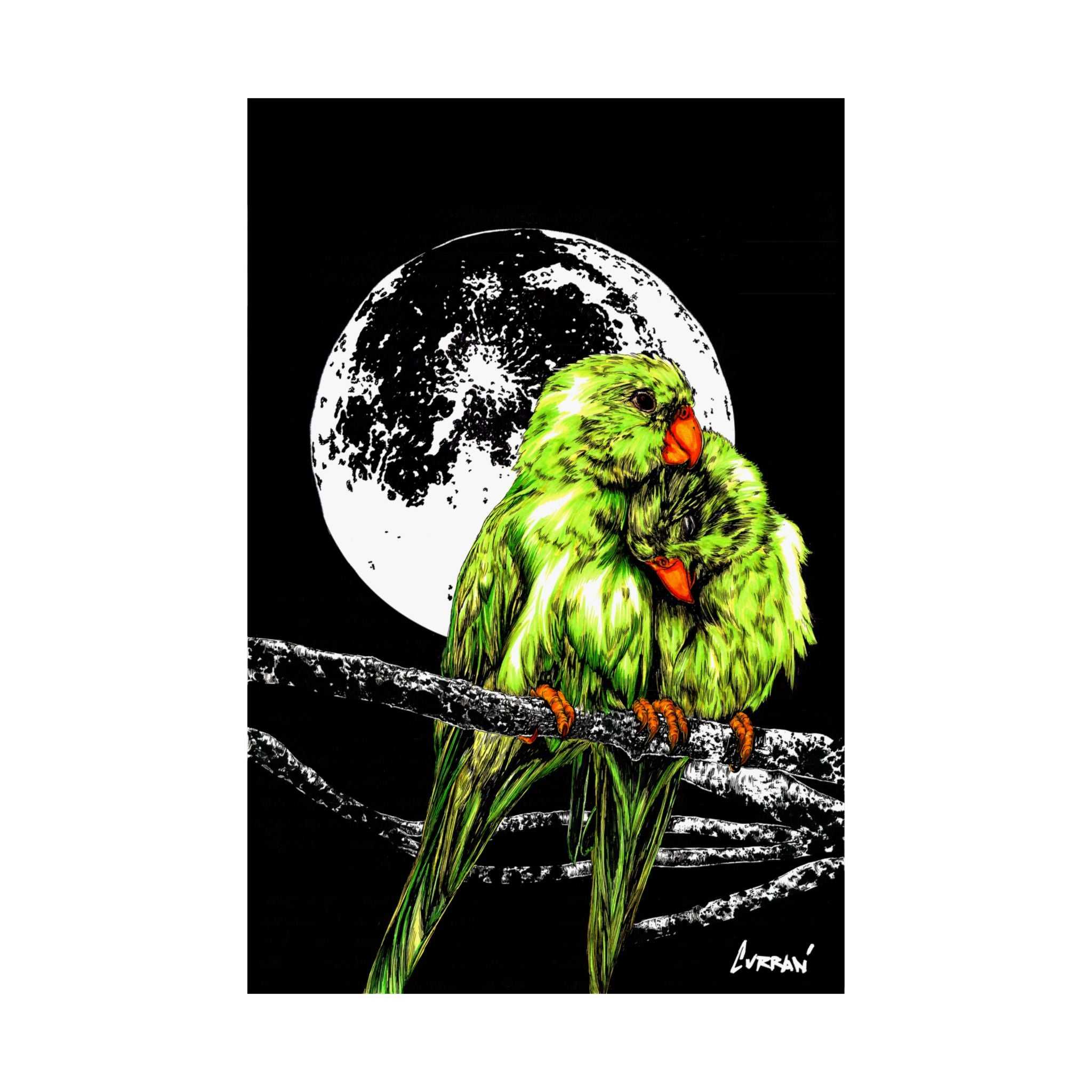 Bring your walls to life with the stunning Vibrant Lovebirds Satin Poster - 300gsm Wall Art. Add a pop of color to your space today!