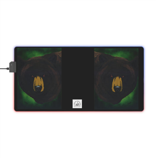 LED Gaming Mouse Pad with Bear Design - RGB Backlit RGB Gaming Mat for PC Enthusiasts