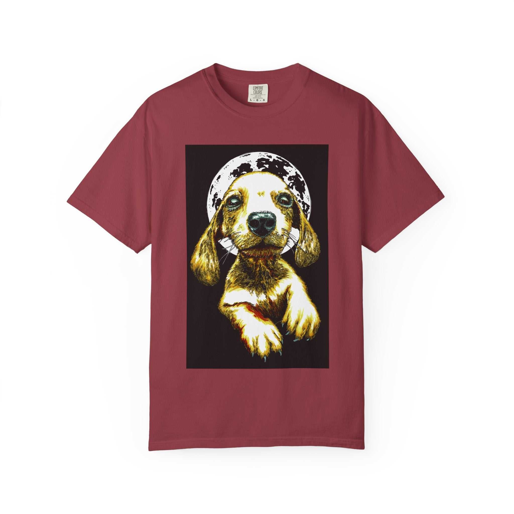 Shop our exclusive Unisex Garment-Dyed T-Shirt, Original Hand-Painted Puppy Art. Elevate your wardrobe with this unique piece!