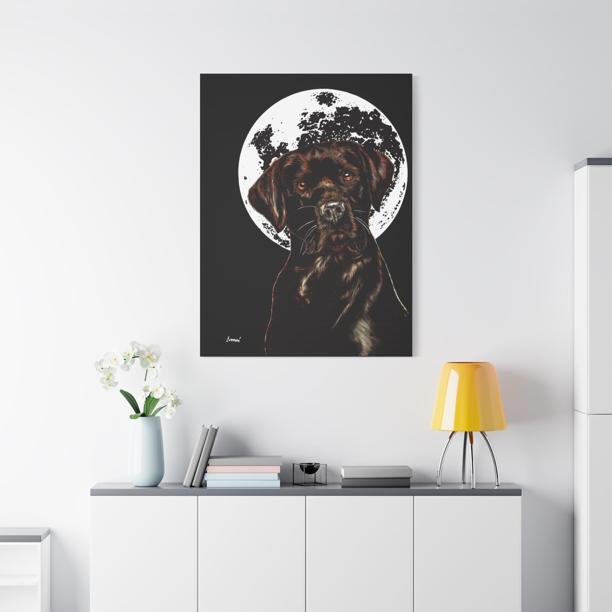 Chocolate Lab in Moonlight Wall Art Print of the Original
