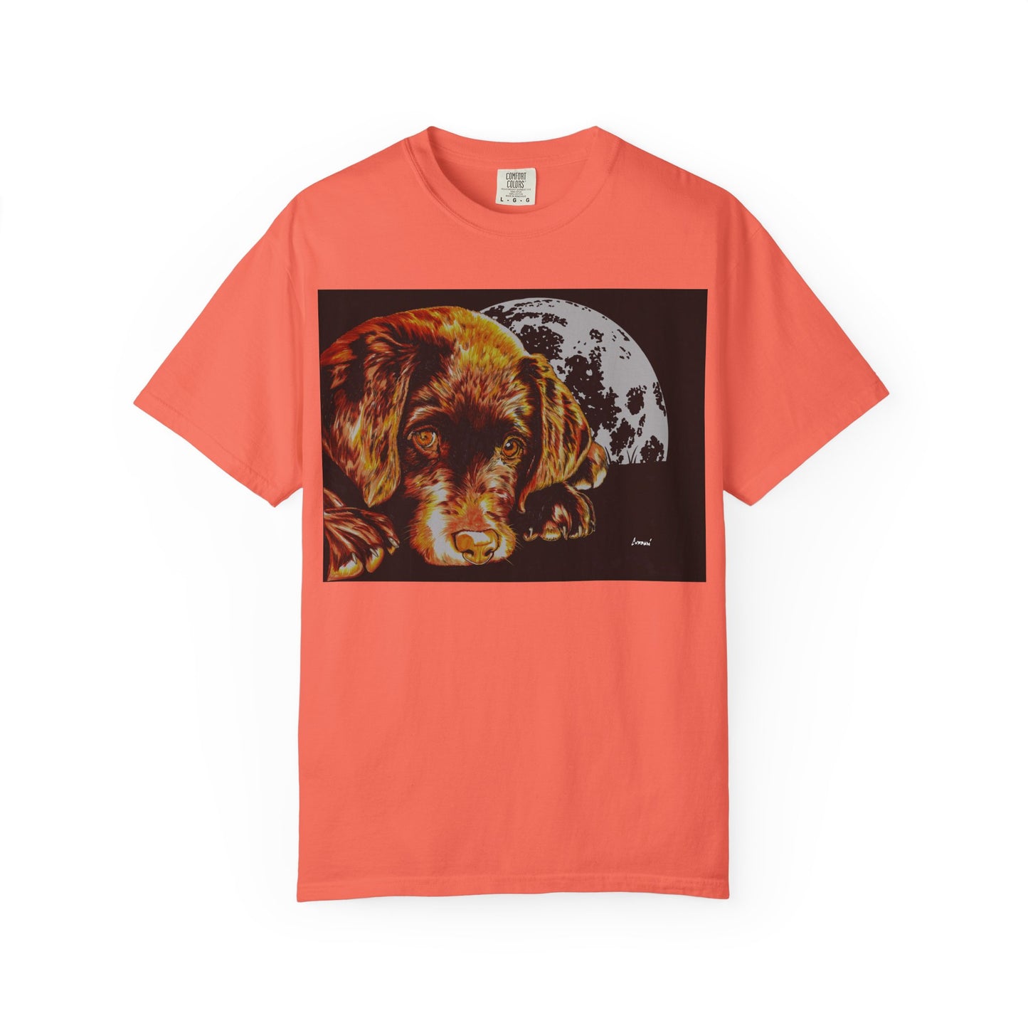 Moonlit Chocolate Lab Puppy Unisex Garment-Dyed T-Shirt