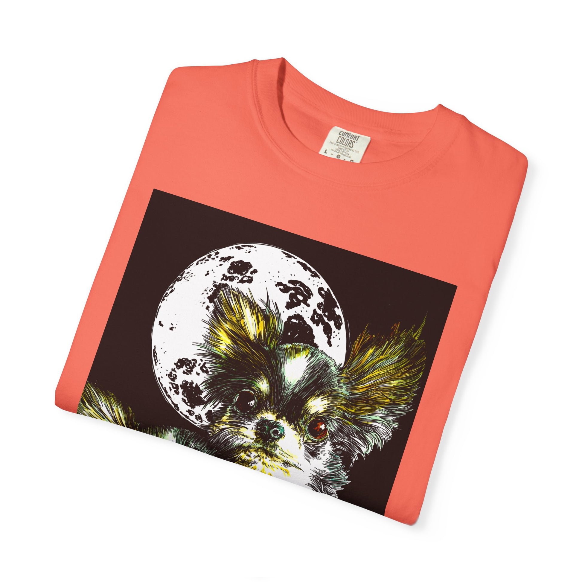 Cute Chihuahua Moon Night Unisex Garment-Dyed T-Shirt