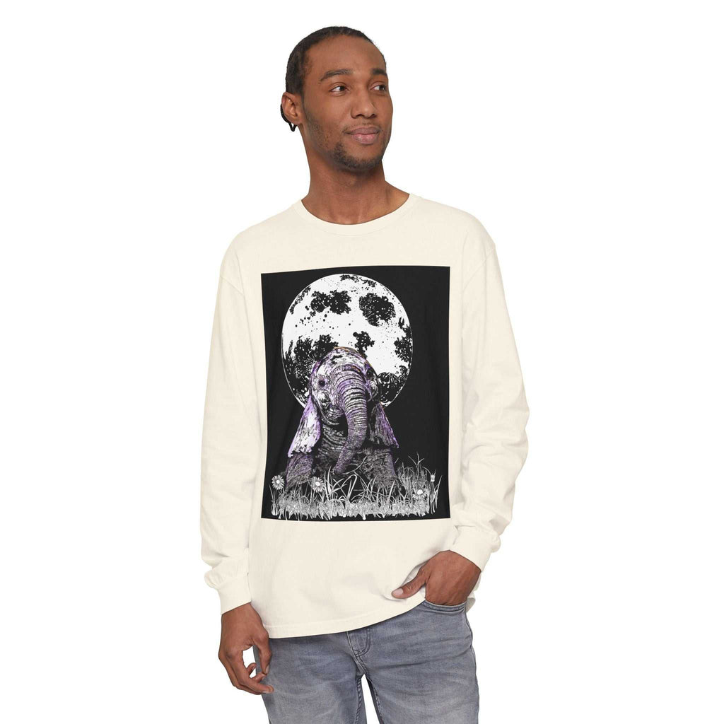 Moonlit Baby Elephant Long Sleeve T-Shirt