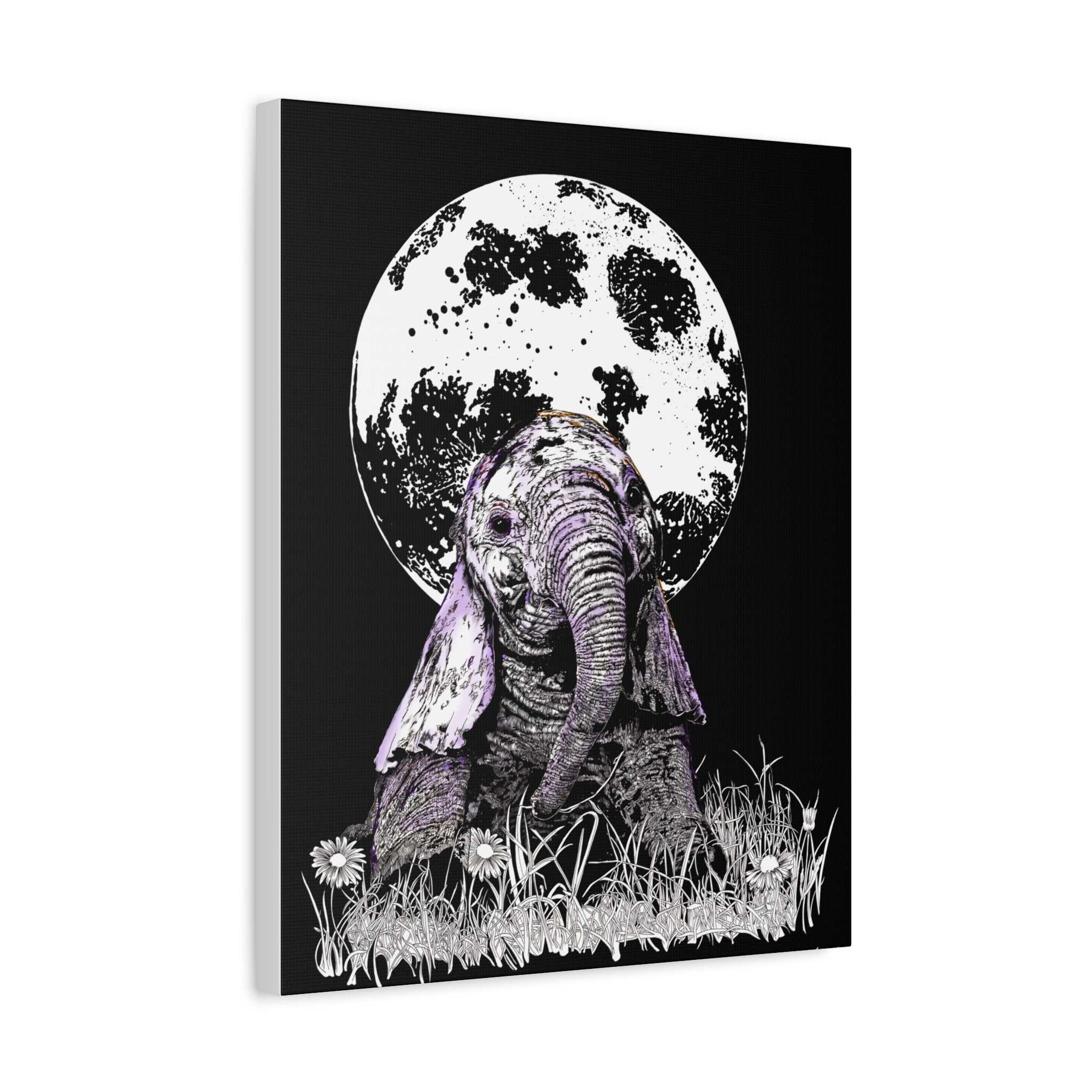 Baby Elephant Canvas Art, Print of Original hand drawn art