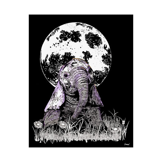 Baby Elephant Satin Poster | Art Print for Nursery Decor