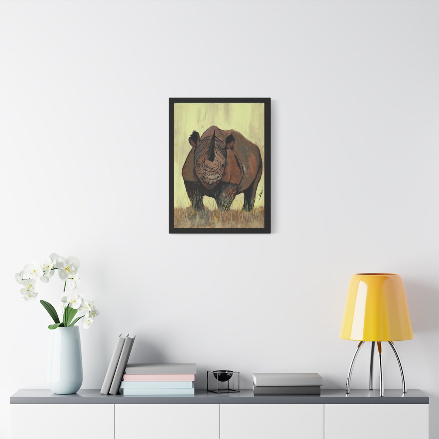 Rhino Wall Art Print of the Original, hand drawn wall art of a Rhino
