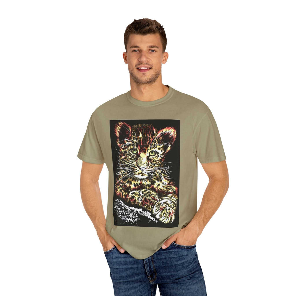 Unisex Garment-Dyed T-shirt featuring Playful Leopard Cub