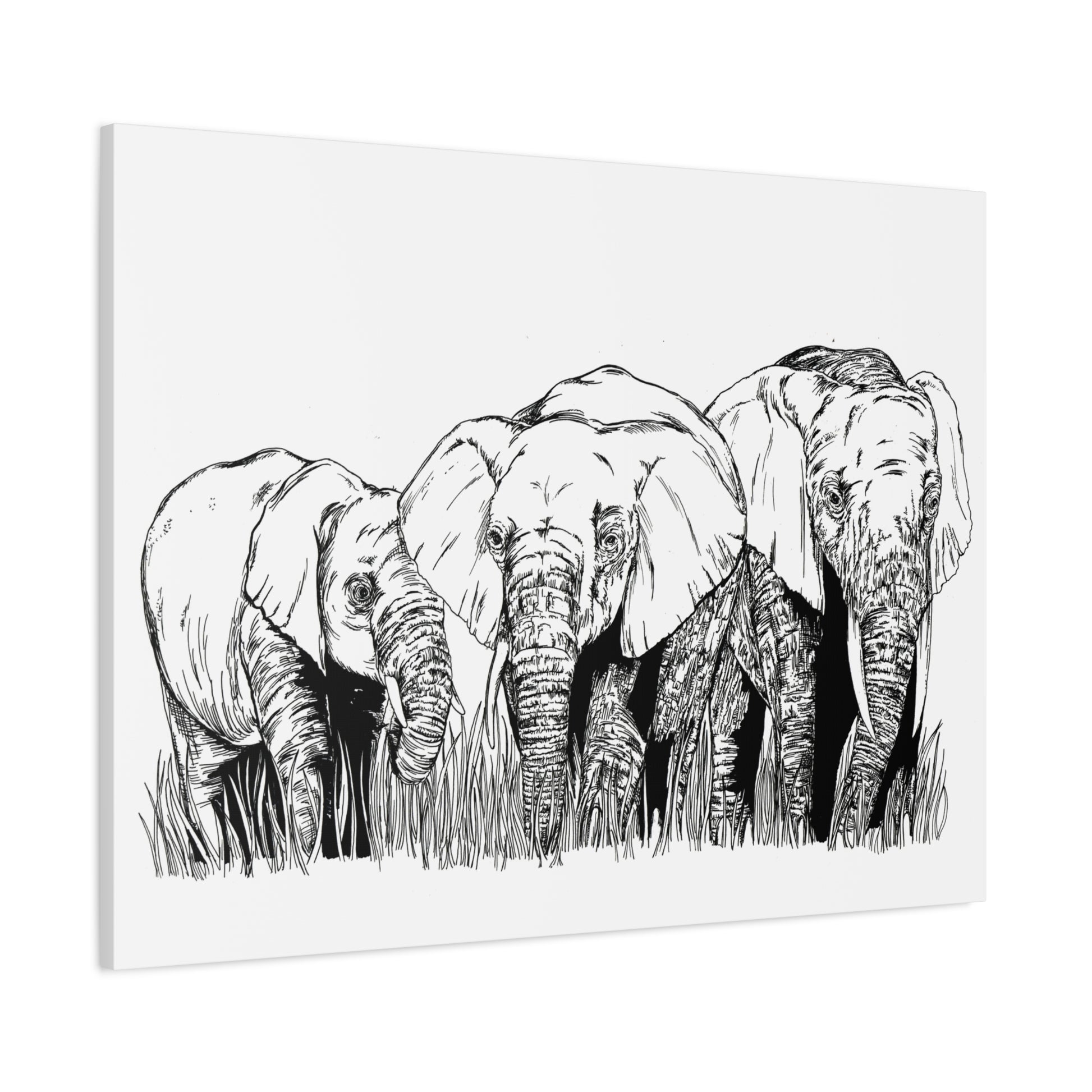 Elephant Family Art – Original Hand-Drawn Unique,