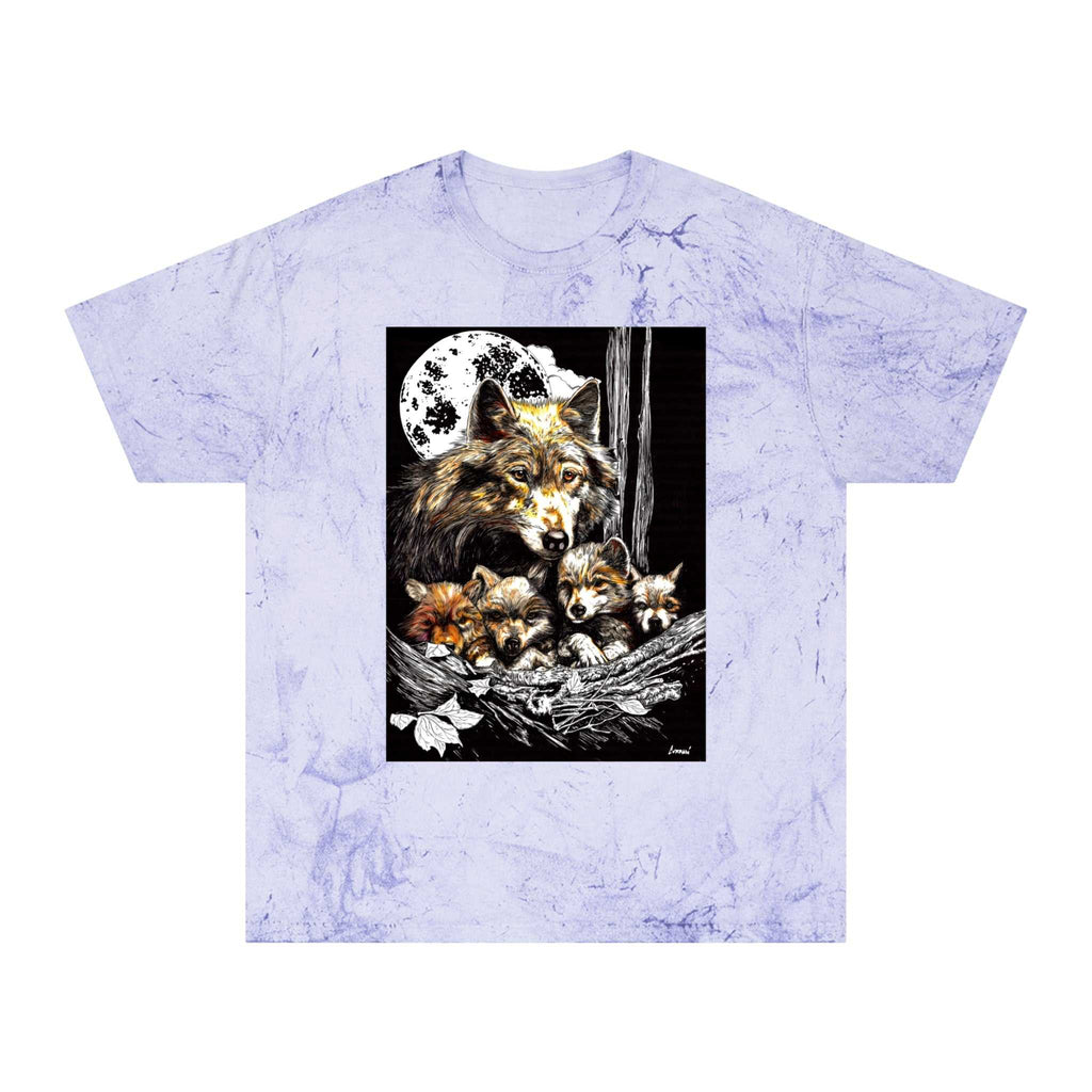 Moonlit Wolf Family Unisex Color Blast Shirt Nature Lover Gift