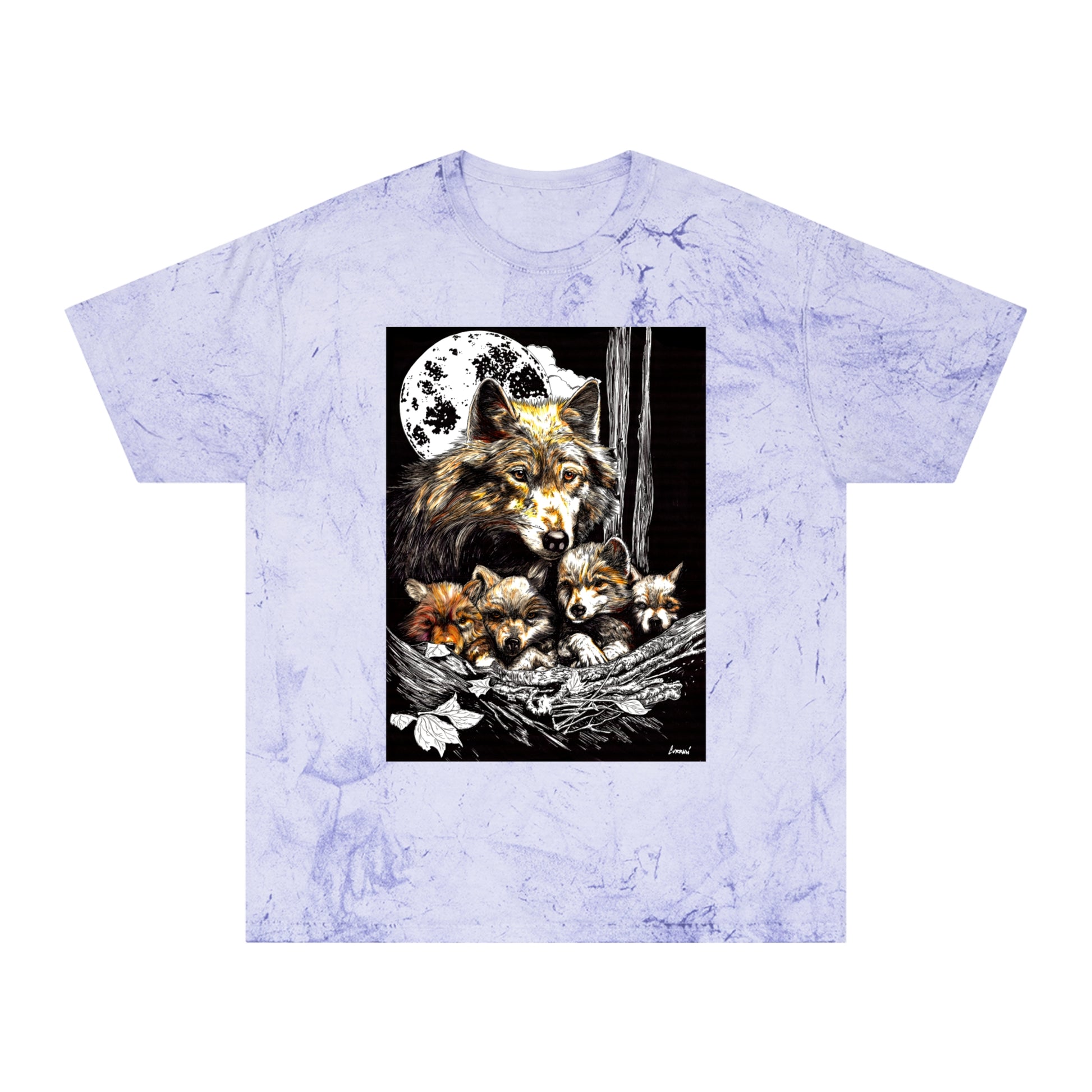 Moonlit Wolf Family Unisex Color Blast Shirt Nature Lover Gift