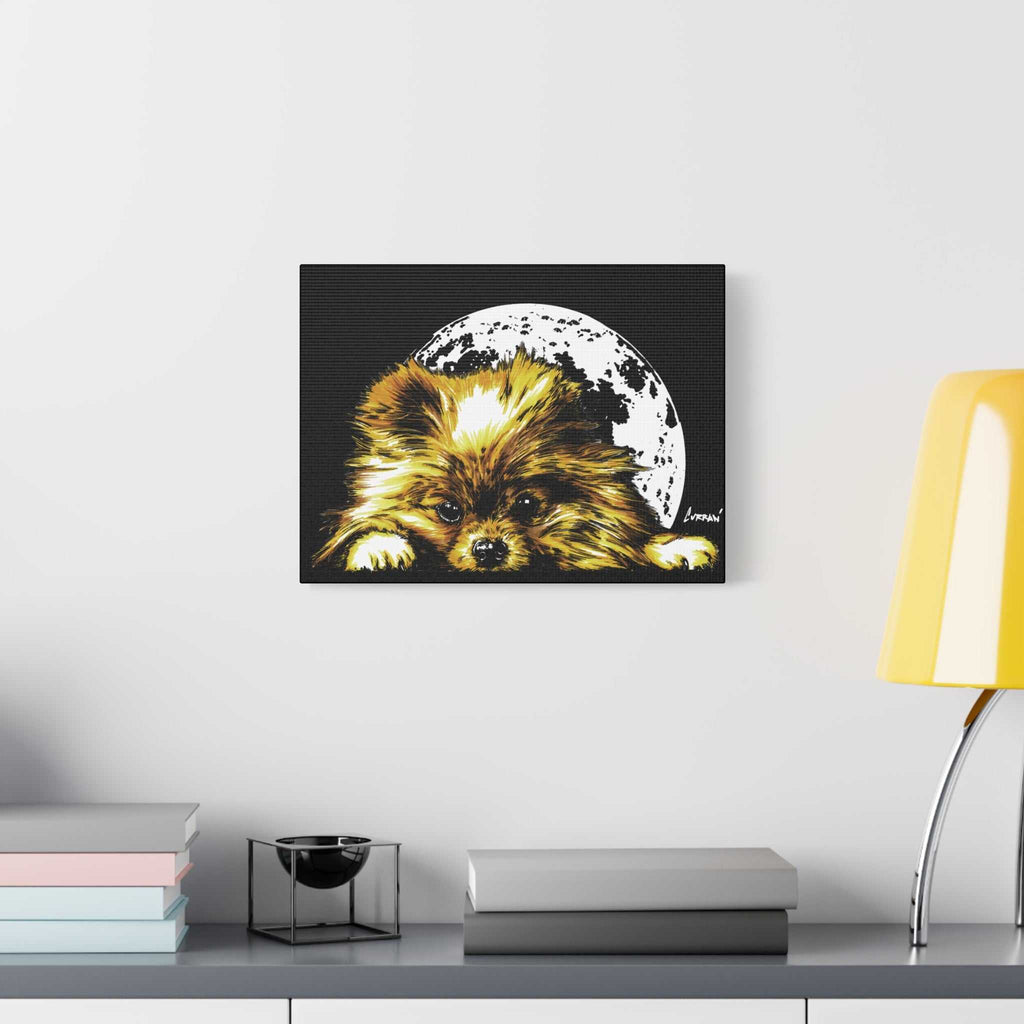 Pomeranian Moon Canvas Art Print- Dog Lover's Decor,
