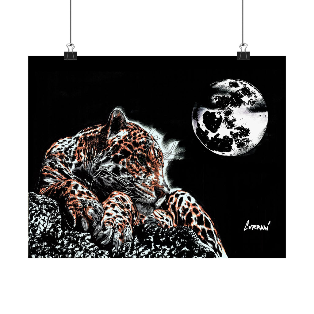 Majestic Leopard Satin Poster (300gsm) Moonlit Wildlife Art