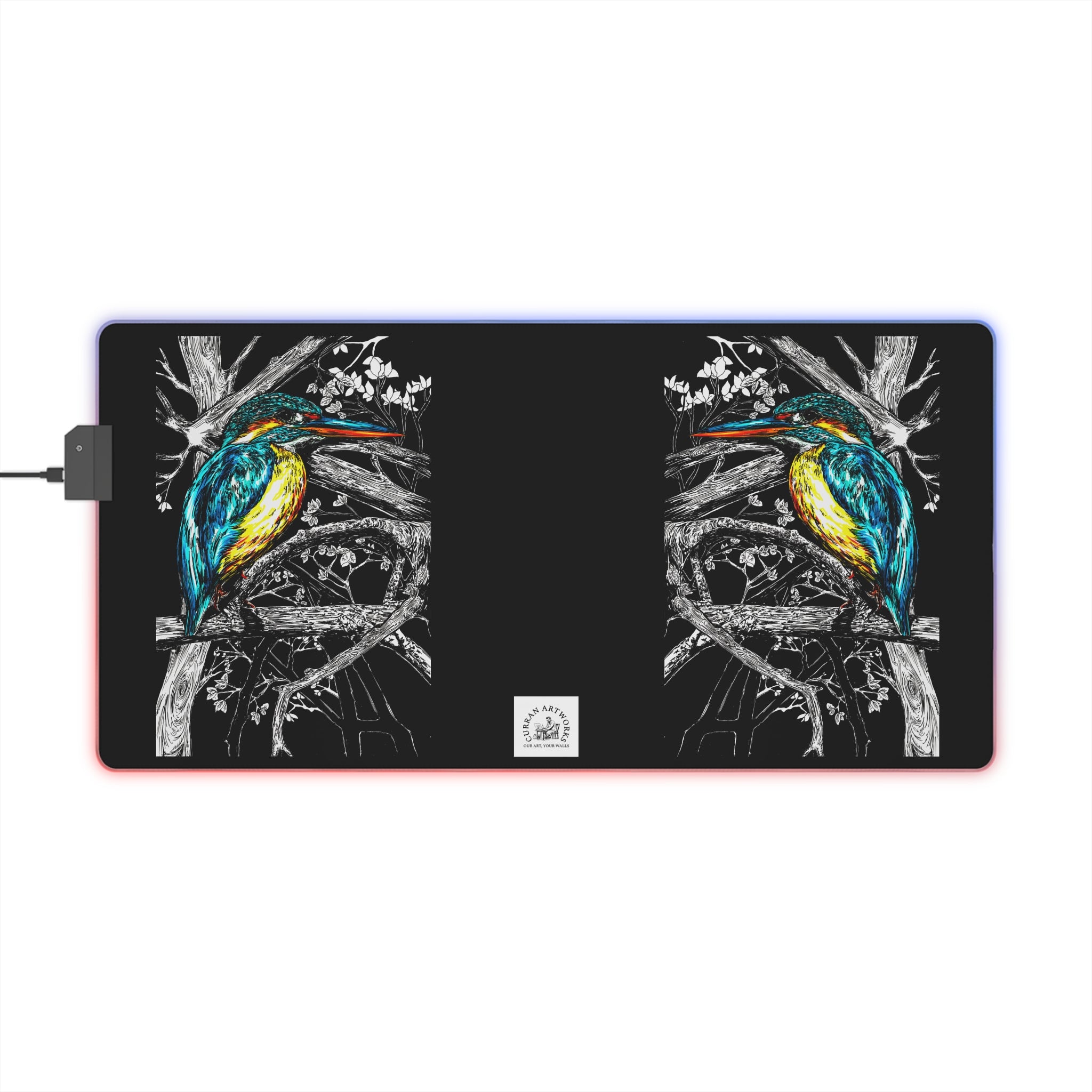 Kingfisher Bird Desk Mat LED Gaming Mouse Pad