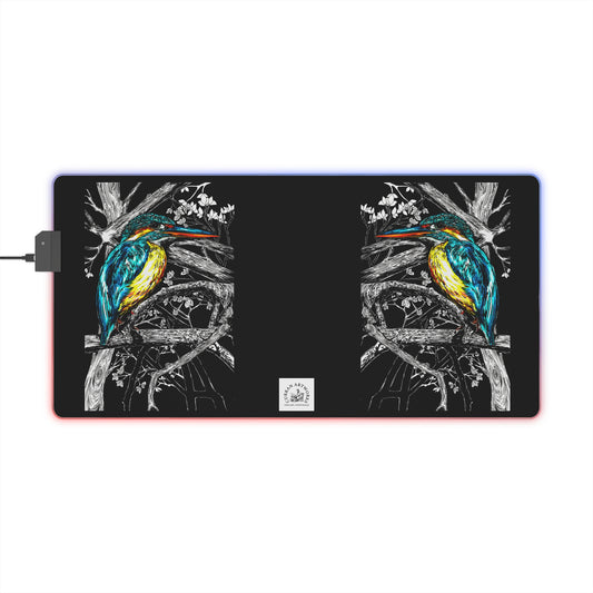 Kingfisher Bird Desk Mat LED Gaming Mouse Pad