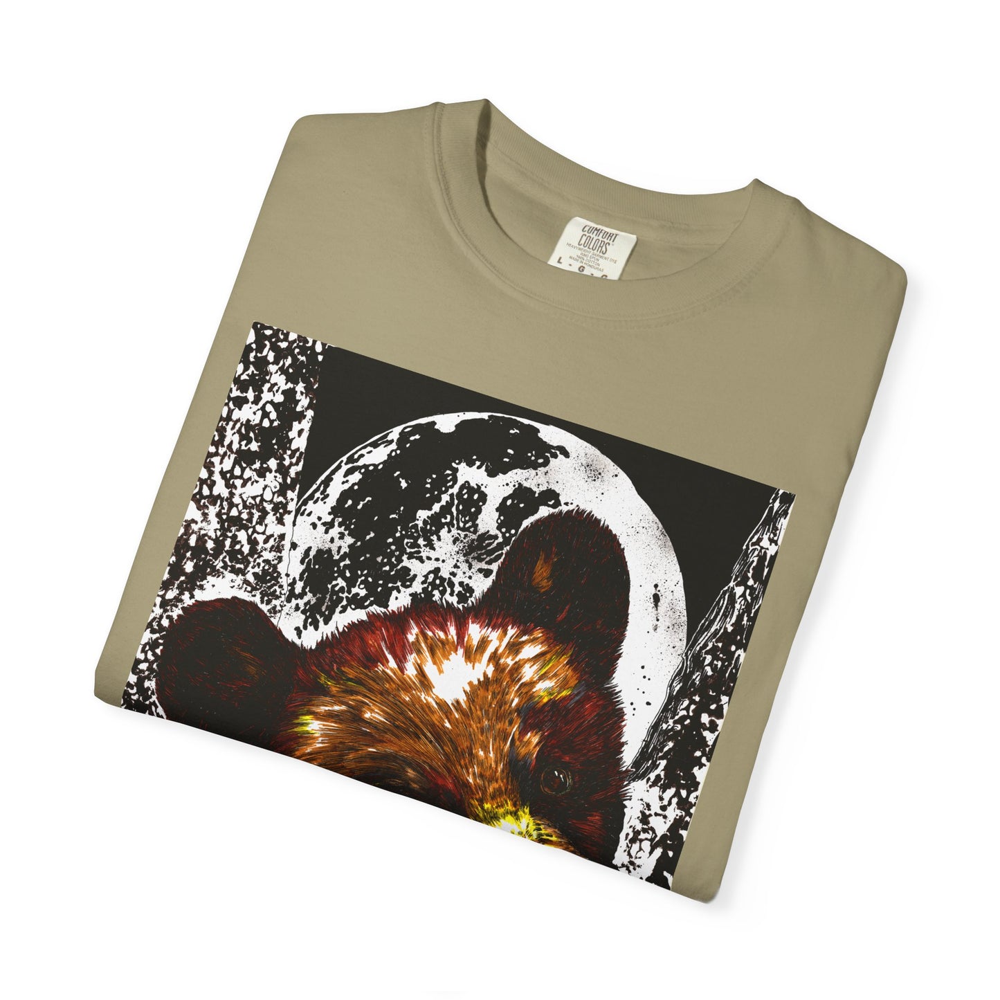 Moonlit Brown Bear Cub Unisex Garment-Dyed T-Shirt | Nature-Inspired Apparel