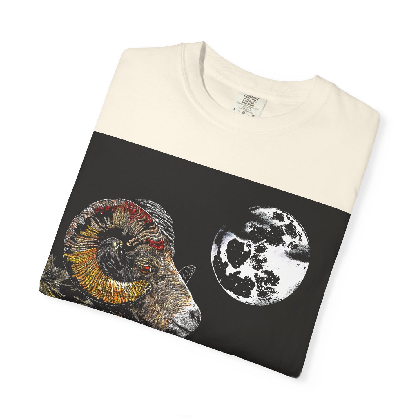 Ram and Moon Graphic Unisex T-Shirt - Nature-Inspired Artwear