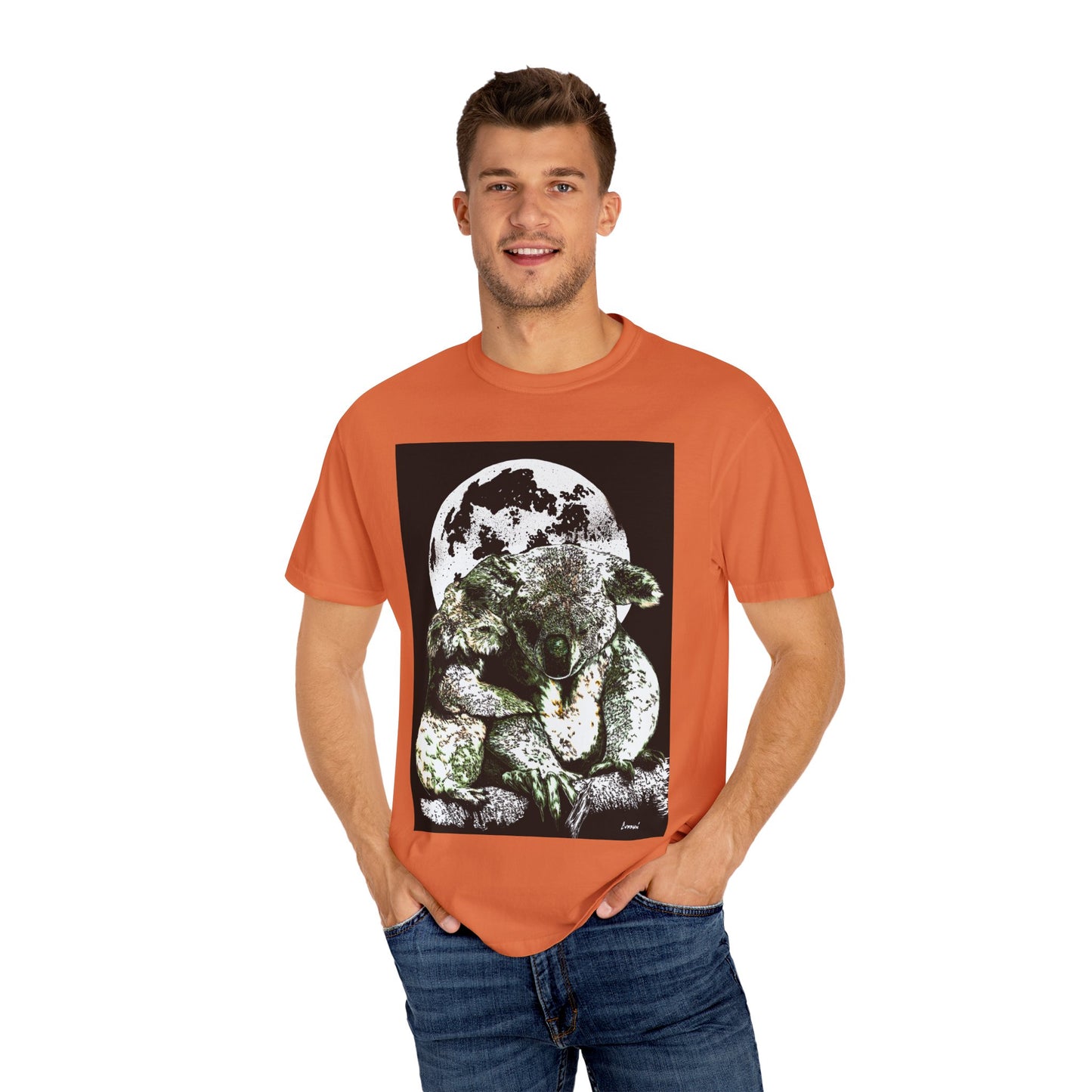 Moonlit Koala T-Shirt for Nature Lovers - Unisex Garment-Dyed Eco-Friendly Tee