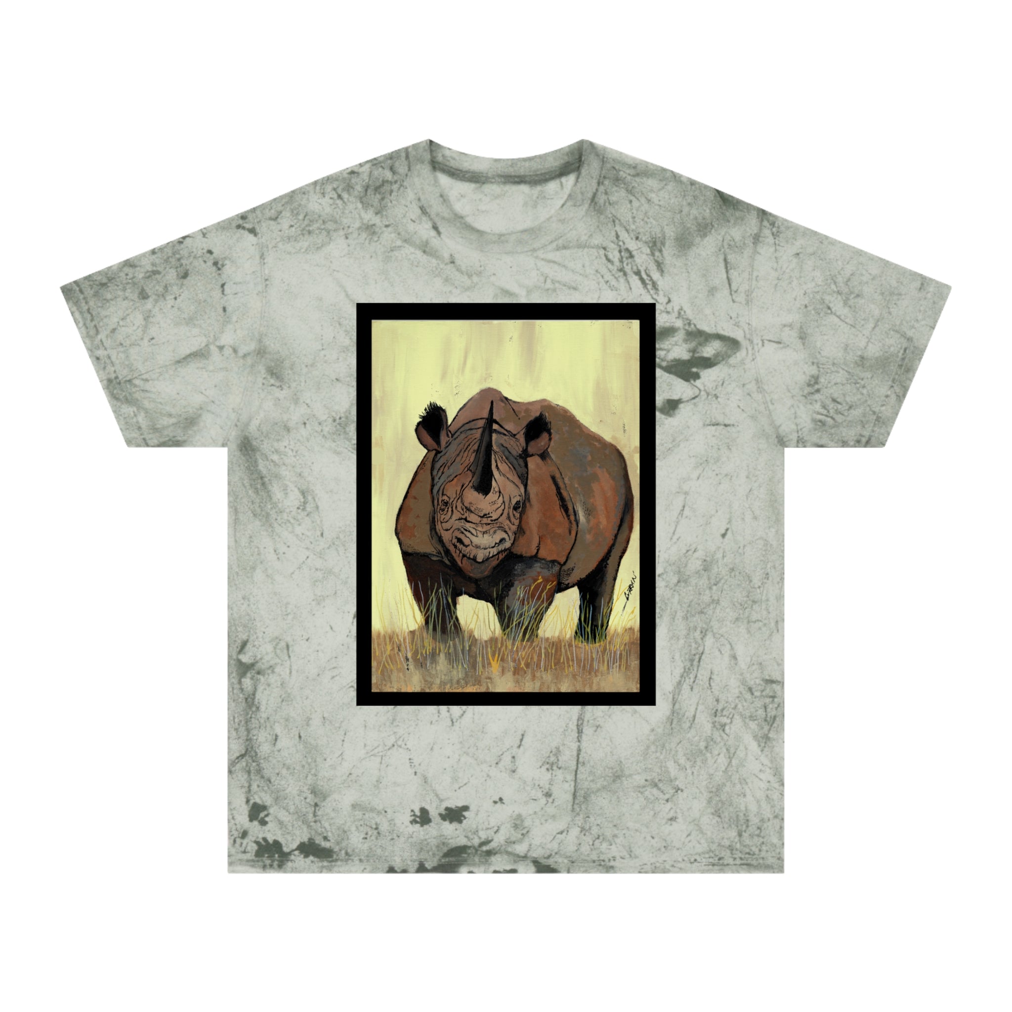 Color Blast Rhino Unisex T Shirt Hand Painted Art